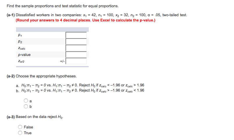 Solved Find The Sample Proportions And Test Statistic For 