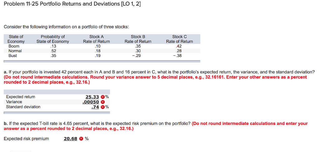 Solved Problem 11-25 Portfolio Returns And Deviations [LO 1, | Chegg.com