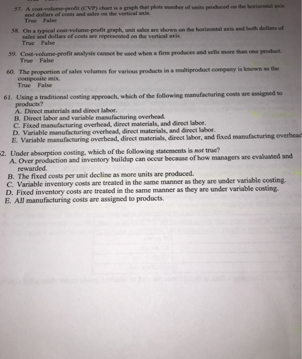 Solved A costvolumeprofit (CVP) chart is a graph that