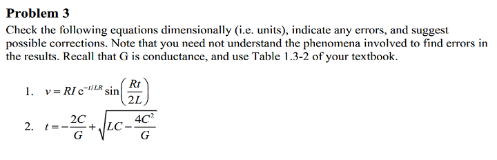 Solved Check The Following Equations Dimensionally (i.e. | Chegg.com