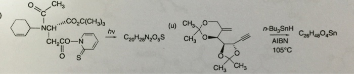 Solved ICO2C(CH3)3 NCH (u) CH3 O n-Bu3SnH AIBN 105°C hv CH | Chegg.com