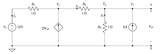 Solved a) Find Vx Vy Vz and voltage Vab using the | Chegg.com