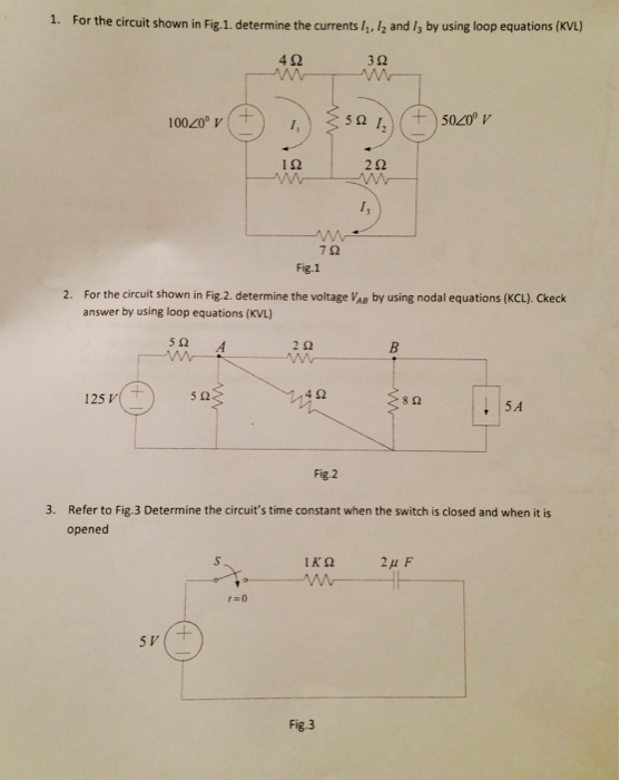 Solved For the circuit shown in Fig.1. determine the | Chegg.com