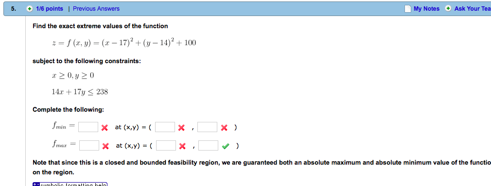 Solved Find the exact extreme values of the function z = f | Chegg.com