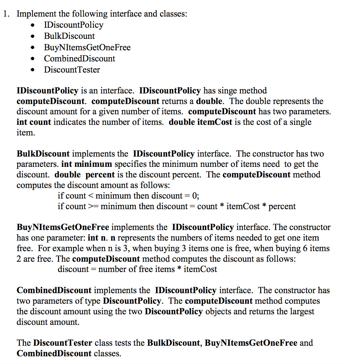Solved Implement the following interface and classes: | Chegg.com