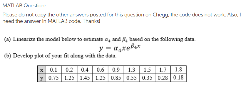 Solved MATLAB Question: Please Do Not Copy The Other Answers | Chegg.com