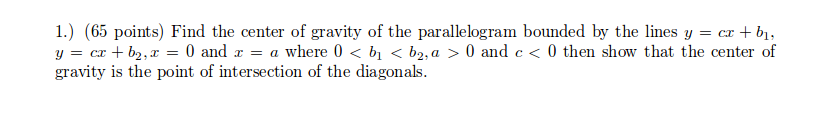 Solved Find the center of gravity of the parallelogram | Chegg.com