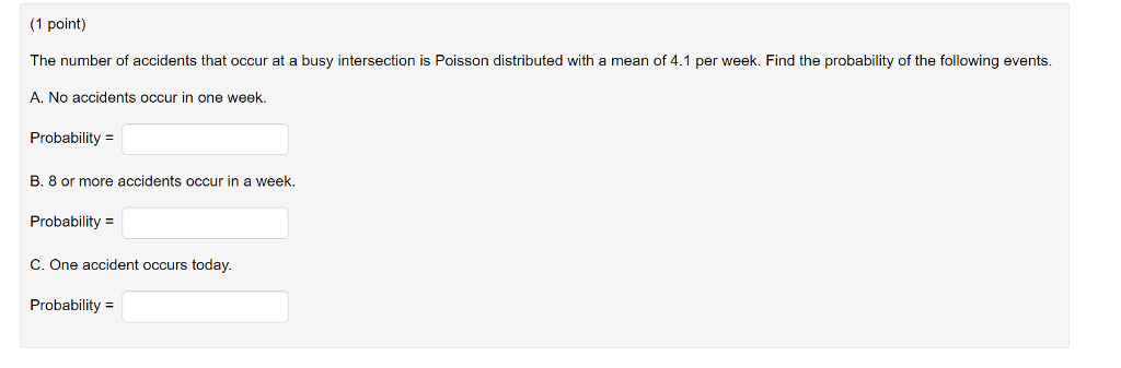 Solved The Number Of Accidents That Occur At A Busy | Chegg.com