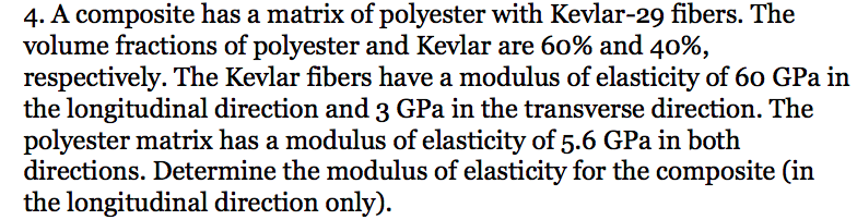 Solved 4. A composite has a matrix of polyester with | Chegg.com