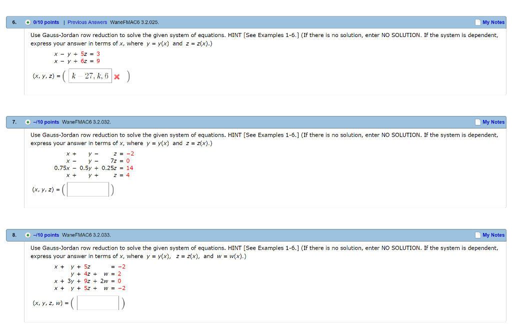 Solved Use Gauss Jordan row reduction to solve the given Chegg