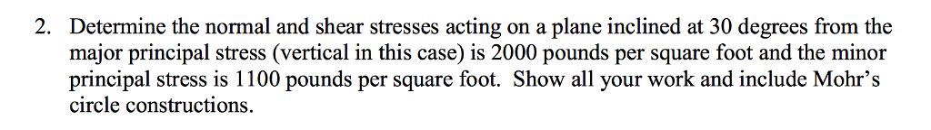 Solved Determine the normal and shear stresses acting on a | Chegg.com