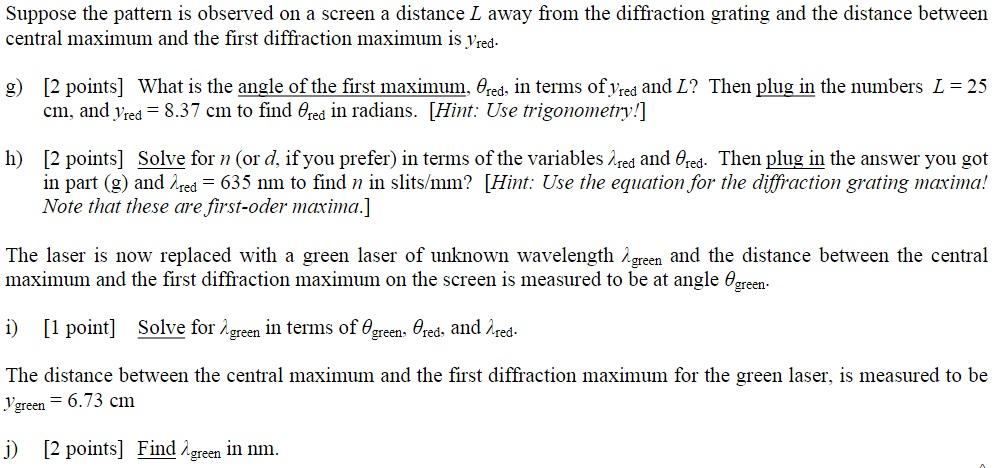 Solved Diffraction Gratings This Part Wil Help You With The Or Cheggcom