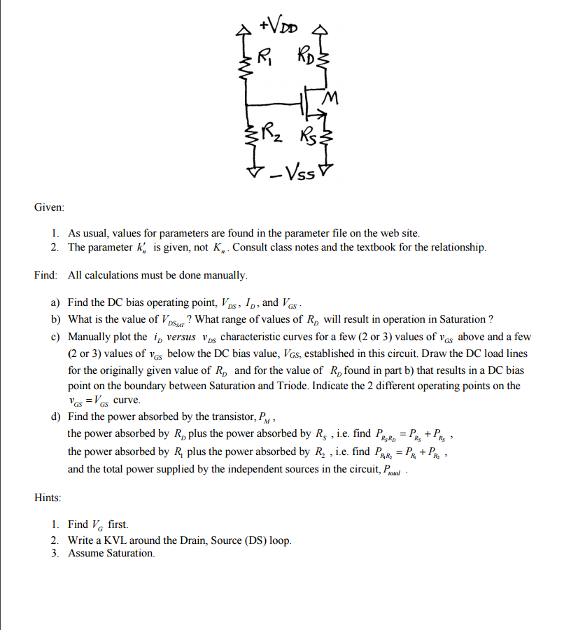 Solved Vss Given l. As usual, values for parameters are | Chegg.com