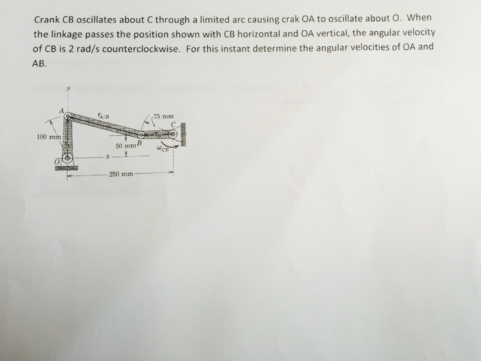 Crank CB Oscillates About C Through A Limited Arc | Chegg.com