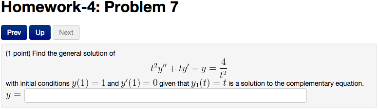 Solved Homework-4: Problem 7 (1 point) Find the general | Chegg.com