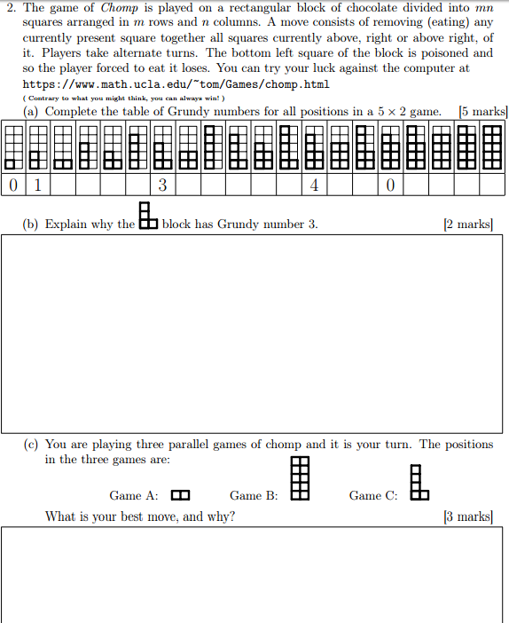 2. The game of Chomp is played on a rectangular block | Chegg.com