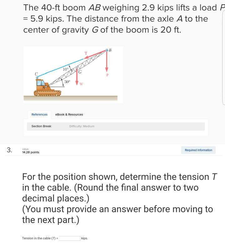 Solved The 40-ft boom AB weighing 2.9 kips lifts a load P