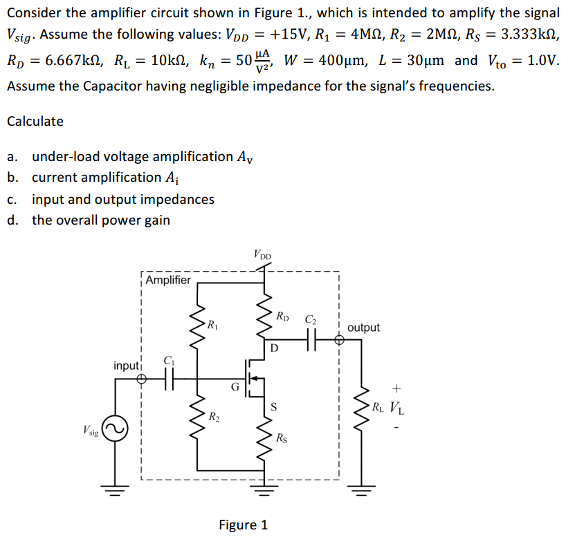 Solved Consider The Amplifier Circuit Shown In Figure 1., | Chegg.com