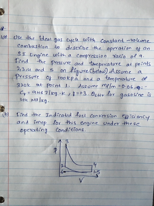 Solved Use the ideal gas cycle with constant volume | Chegg.com