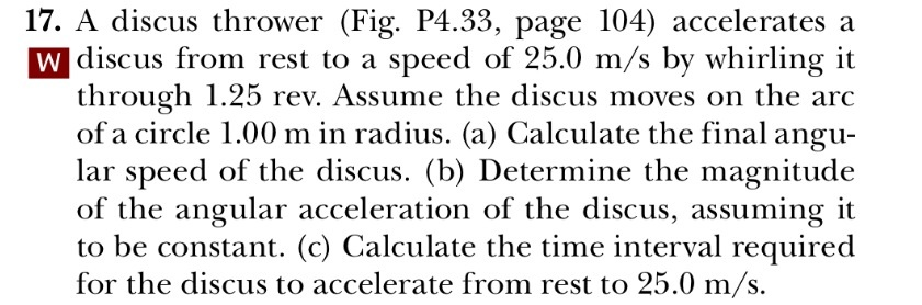 Solved A discus thrower (Fig. P4.33, page 104) accelerates a | Chegg.com