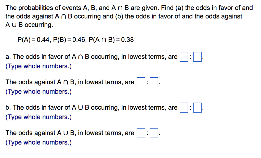 Solved The Probabilities Of Events A, B, And A Intersection | Chegg.com