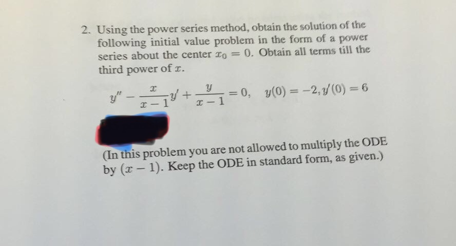 Solved 2. Using The Power Series Method, Obtain The Solution | Chegg.com