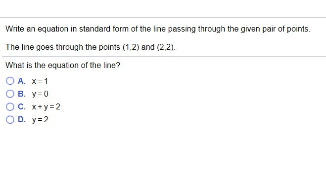 Solved Write an equation in standard form of the line | Chegg.com