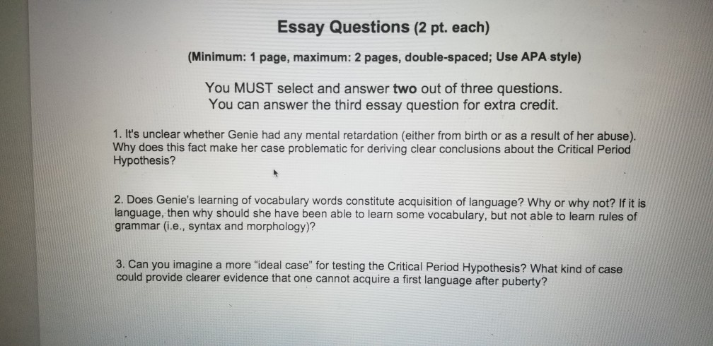 Solved Essay Questions 2 Pt Each Minimum 1 Page Chegg