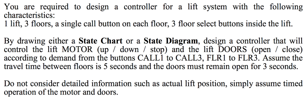 Solved You are required to design a controller for a lift | Chegg.com