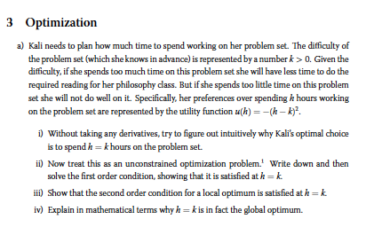 3 Optimization a) Kali needs to plan how much time to | Chegg.com