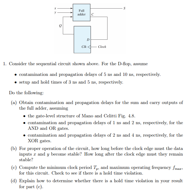 Solved Consider The Sequential Circuit Shown Above. For | Chegg.com