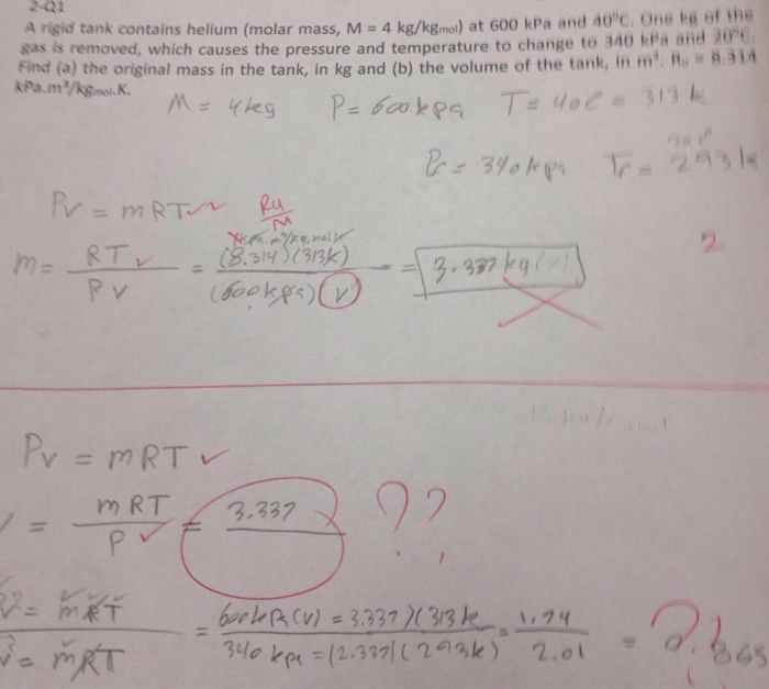 Solved A rigid tank contains helium (molar mass, M = 4