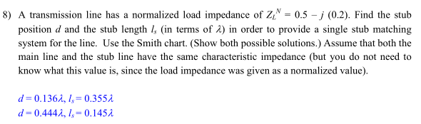 use the smith chart to find the normalized load impedance use the smith chart to find the normalized load impedance