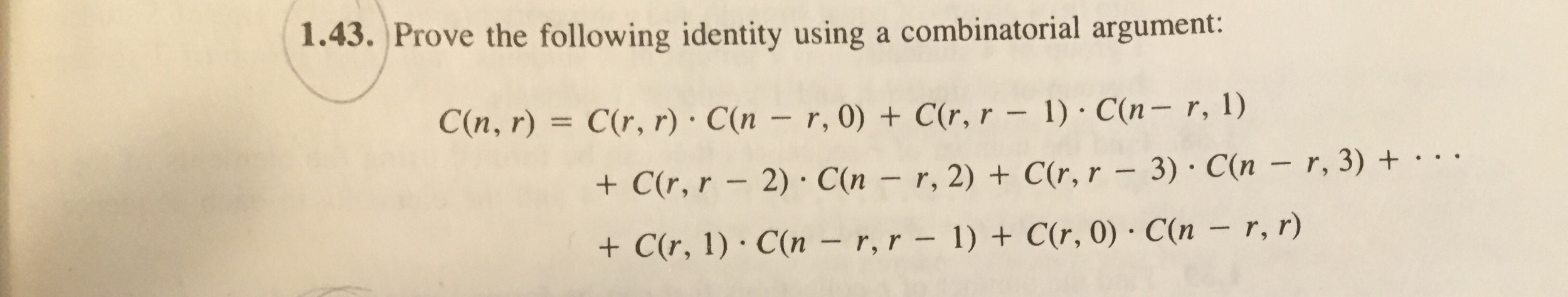 Solved Prove The Following Identity Using A Combinatorial | Chegg.com