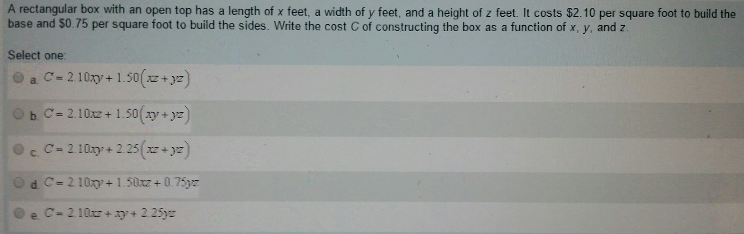Solved A rectangular box with an open top has a length of x | Chegg.com