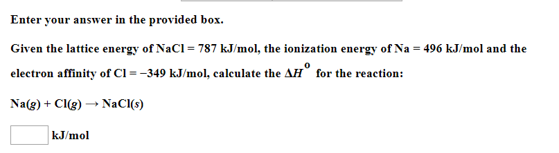 Solved Enter your answer in the provided box. Given the | Chegg.com