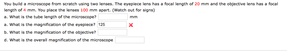 Solved You build a microscope from scratch using two lenses. | Chegg.com