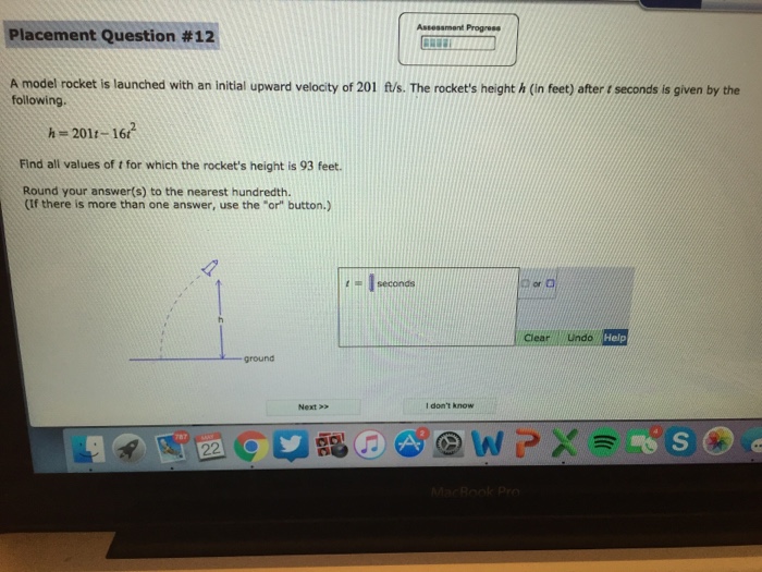 Solved A model rocket is launched with an initial upward