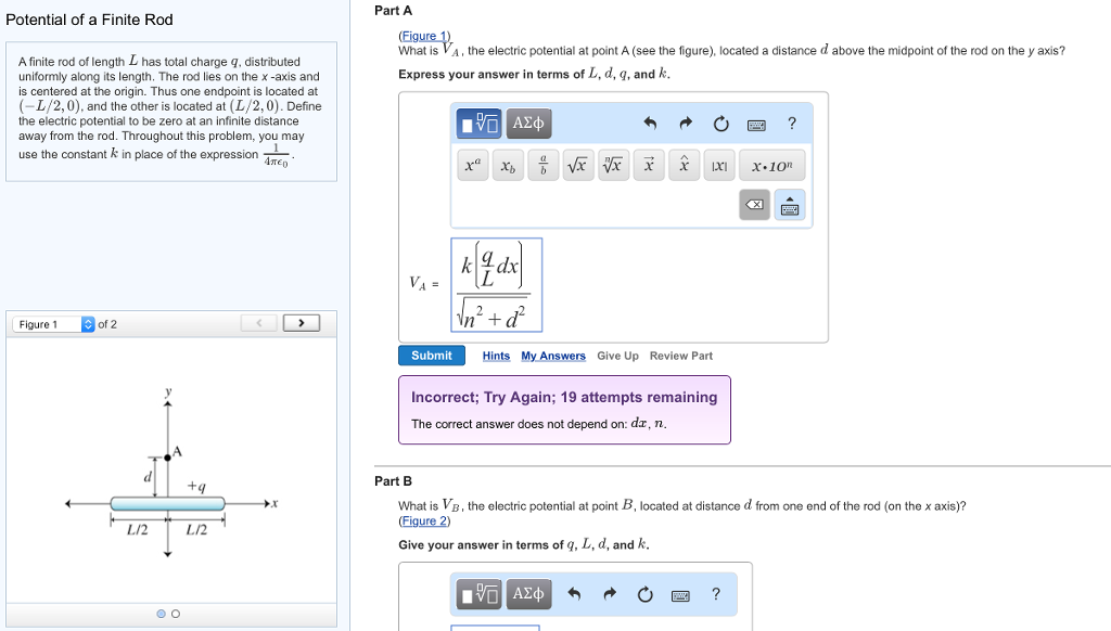 Solved Potential of a Finite Rod A finite rod of length L | Chegg.com