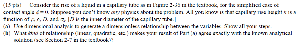 Solved Consider the rise of a liquid in a capillary tube as | Chegg.com