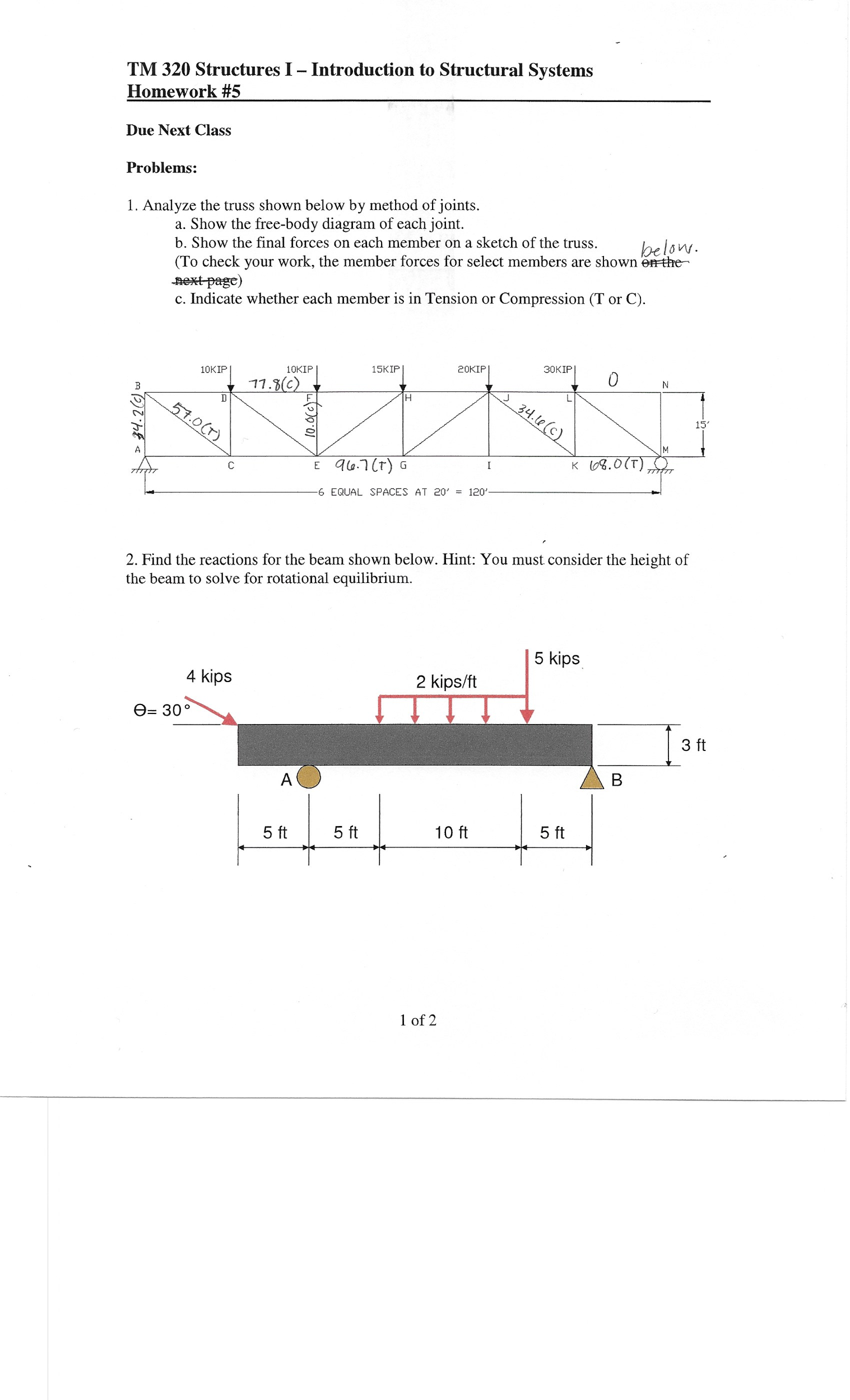 Solved Analyze The Truss Shown Below By Method Of Joints. | Chegg.com