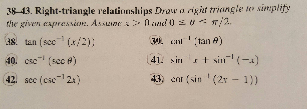 Solved Draw a right triangle to simplify the given | Chegg.com