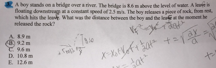 Solved A boy stands on a bridge over a river. The bridge is | Chegg.com