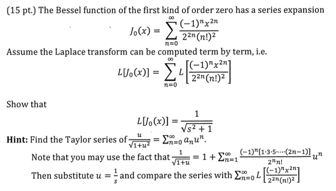 The Bessel function of the first kind of order zero | Chegg.com