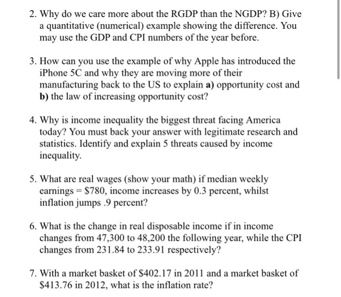 Solved 2. Why do we care more about the RGDP than the NGDP? | Chegg.com
