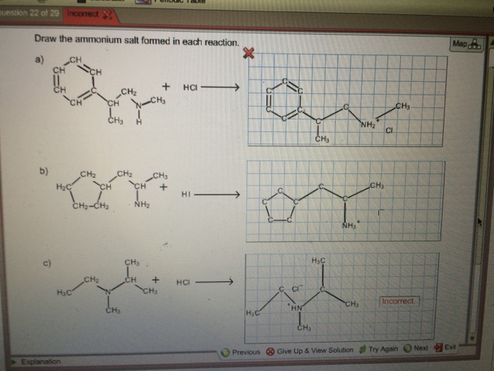 Solved Draw the ammonium salt formed in each reaction.