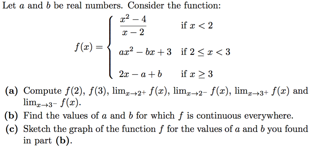 Solved Let a and b be real numbers. Consider the function: 2 | Chegg.com