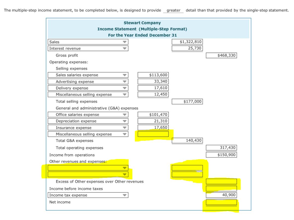 Solved 3 Preparing A Single Step And A Multiple Step Income 5272