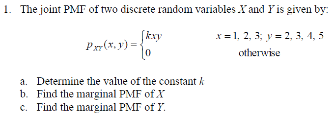 Solved 1. The joint PMF of two discrete random variables | Chegg.com