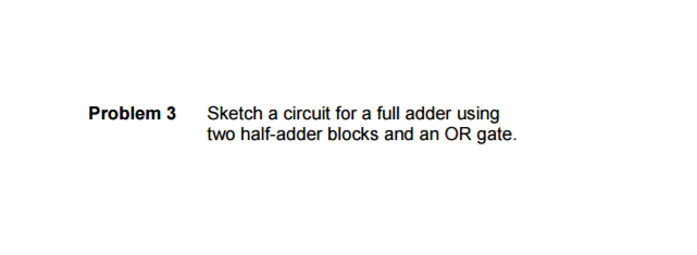Solved Sketch A Circuit For A Full Adder Using Two Chegg Solved Sketch A Circuit For A Full Adder Using Two Chegg